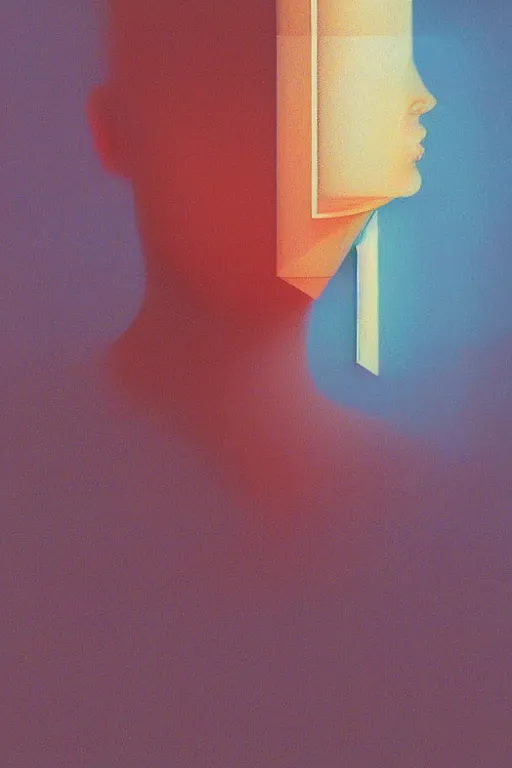 Image similar to woman wearing oculus and digital glitch head edward hopper and james gilleard, zdzislaw beksisnski, higly detailed