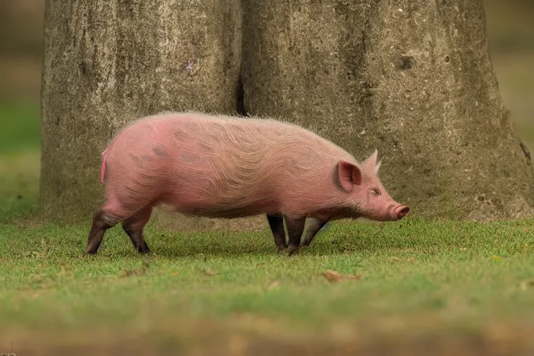 Prompt: a pig pudu!!! hybrid! hyper realistic!! realistic lighting!! wildlife photographer of the year!!! bold natural colors, national geographic, hd, wide angle, 8 k