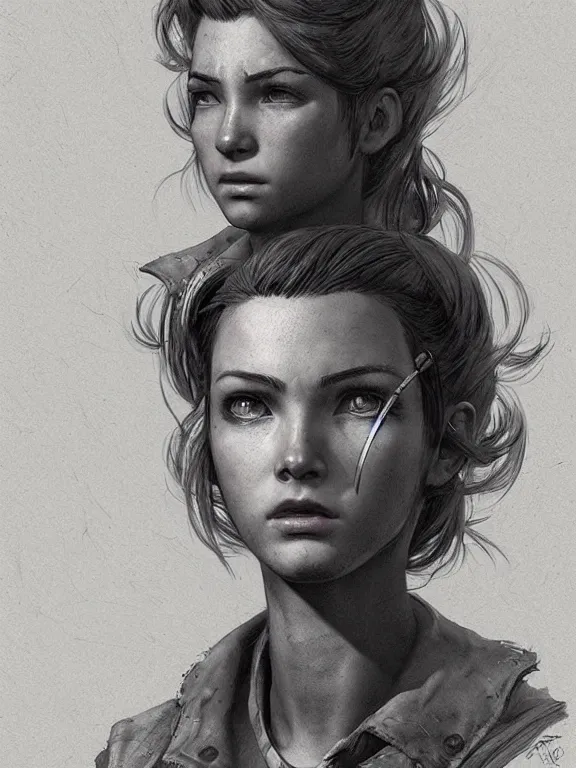 Prompt: portrait pencil sketch of a young female fallout 4 character, art by ryo shiotani and greg rutkowski, intricate, rule of thirds, beautiful, cute, cinematic lighting, vintage art by serge ivanoff, drawing by adonna khare