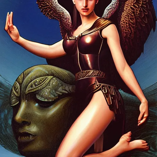 Prompt: portrait of teen natalie portman as a goddess, full body, by gerald brom