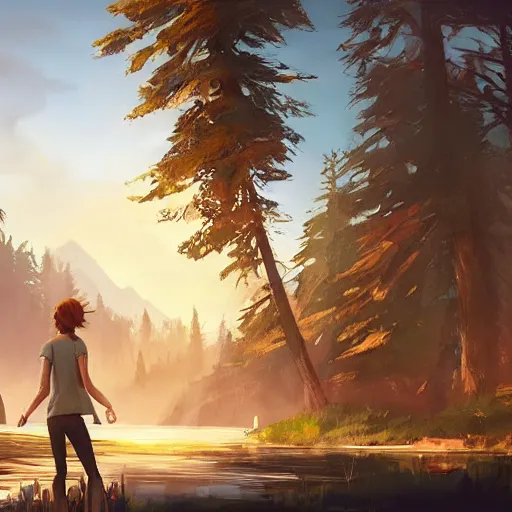 Image similar to 🏘🏞, style game square enix life is strange remake, trending on artstation, painted by greg rutkowski, render with game the last of us parte ii details