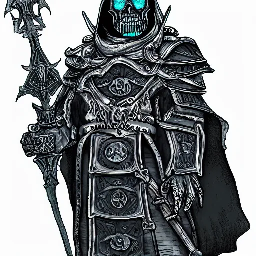 Prompt: the lich king in the style of graven tung