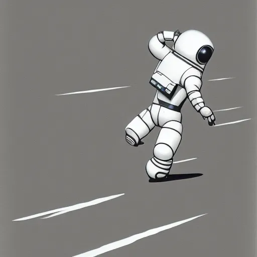 Image similar to astronaut running away from robots ralph mcquarrie