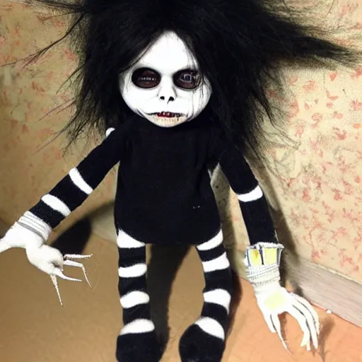 Image similar to weird horror tuza doll creepy eerie uncanny backrooms demon terror reid phobia centipide spider doll crawl