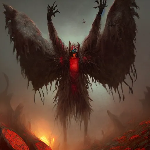 Image similar to scary , epic , Post-processing , low angle , Greg rutkowski legendary matte painting , masterpiece , 8K centered headshot Portrait of a psychedelic godlike mothman posing with a cigar with giant mandala wings smoking a hand-rolled cigarette smoking heavily , magic mushroom village in background , post-processing , award winning. superb resolution. in the art style of Satoshi Kon and Greg Rutkowski , Detailed Mushroom city in background , Hyper realistic anime , Perfect art , Dalle2