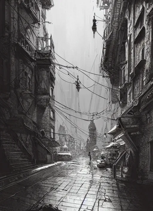 Image similar to Budapest , Dynamic lighting, cinematic, extremely high detail, photo realistic, cinematic lighting, pen and ink, intricate line drawings, post processed, concept art, artstation, matte painting, style by Raphael Lacoste, Eddie Mendoza, Q Hayashida