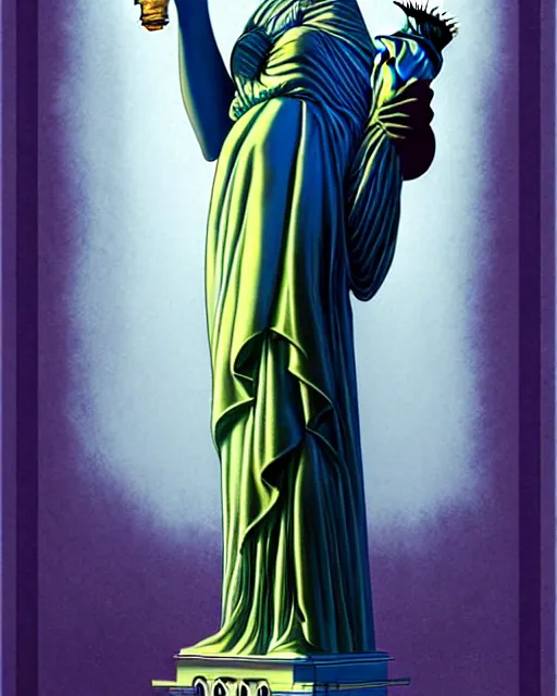 Image similar to Beautiful and playful lady liberty portrait, art nouveau, fantasy, holding a vase by Rene Lalique , elegant, highly detailed, sharp focus, art by Artgerm and Greg Rutkowski and WLOP