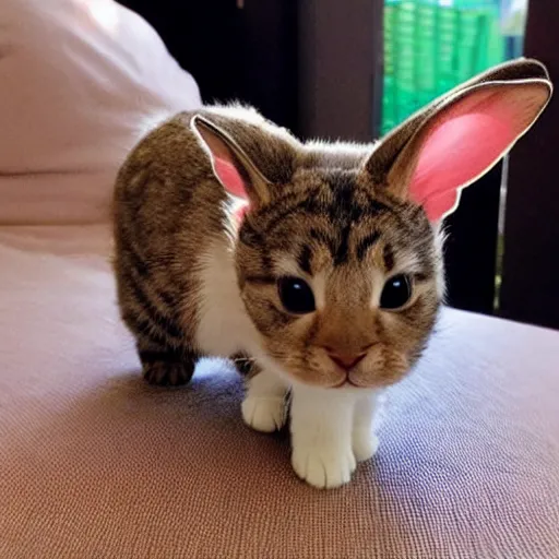 Image similar to half bunny, half cat, baby animal, cute, adorable