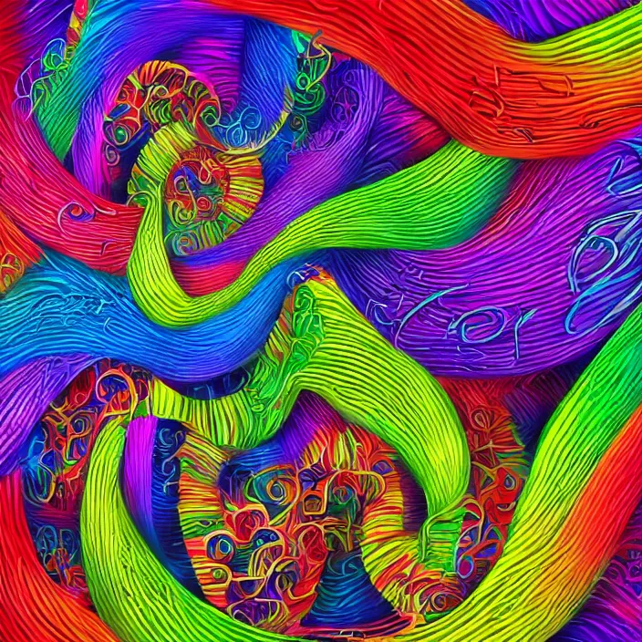 Image similar to calligraphy twisted forms, inside the colorful 3 d calligraphy realm, high definition image, extremely detailed and intricate