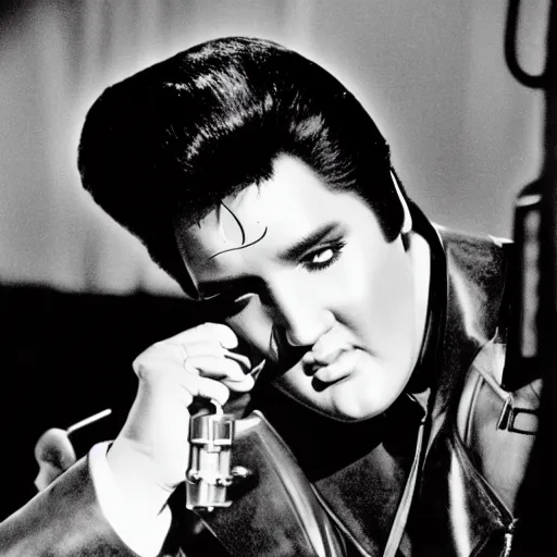 Image similar to elvis guest starring on the batman television series ( 1 9 6 6 ), 3 5 mm production still,