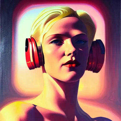 Prompt: a killian eng art deco style, beautiful blonde swedish woman as a sci - fi pilot, oil on canvas, smooth, sharp focus, vibrant volumetric dark natural light, dark enlightenment, alchemy, nigredo.