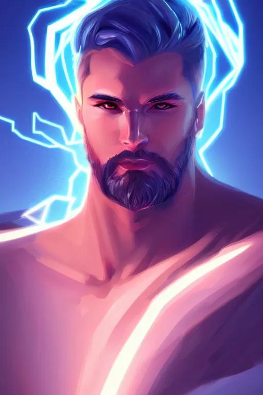 Image similar to the god zeus, lightning, portrait, sharp focus, digital art, concept art, dynamic lighting, epic composition, subsurface scattering, trending on artstation, by emylie boivin 1. 0, rossdraws 2. 0