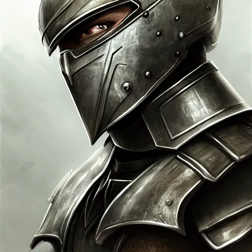 Image similar to realistic portrait, 30 year old man :: athletic, simple metal armour, majestic, authority :: high detail, digital art, RPG, concept art, illustration