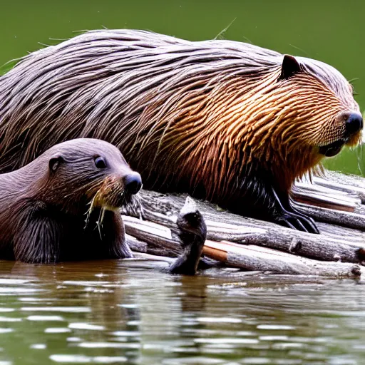 Prompt: beavers as construction builders that building empire state building from sticks