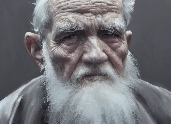 Prompt: concept art oil painting of and Old man by Jama Jurabaev, extremely detailed, brush hard, artstation