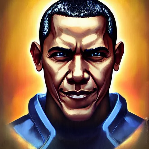 Prompt: barack obama as a street fighter character, cg animation, capcom, realistic, character select portrait, by artgerm, greg rutkowski, alphonse mucha, 3 d