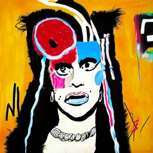 Image similar to lady gaga painted by basquiat