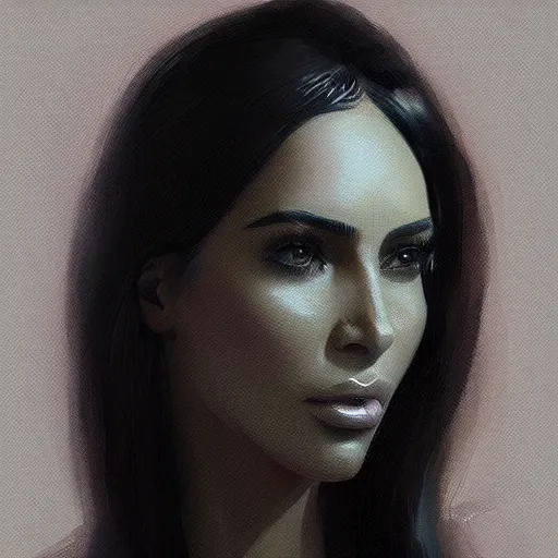 Image similar to “ portrait of kim kardashian by greg rutkowski, young, attractive, highly detailed portrait, scifi, digital painting, artstation, concept art, smooth, sharp foccus ilustration, artstation hq ”