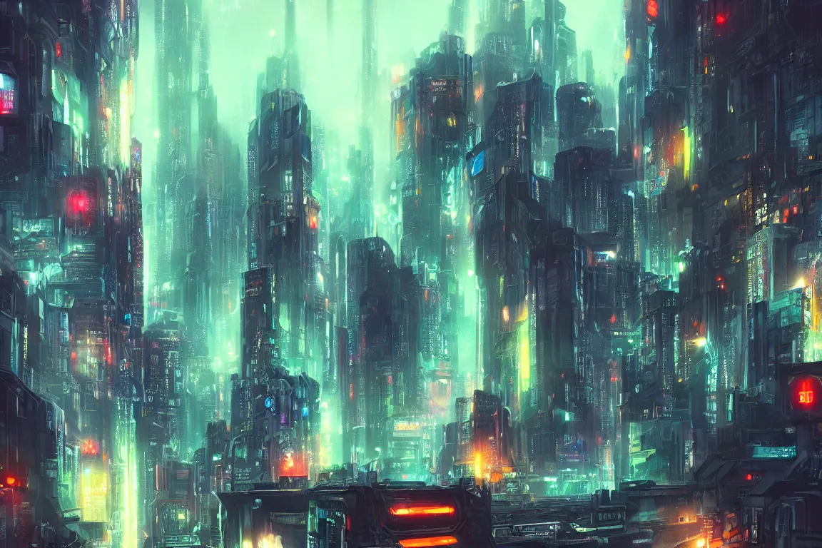 Prompt: bladerunner futuristic city landscape, vivid colors, highly detailed, digital painting, artstation, concept art, smooth, sharp focus, illustration,