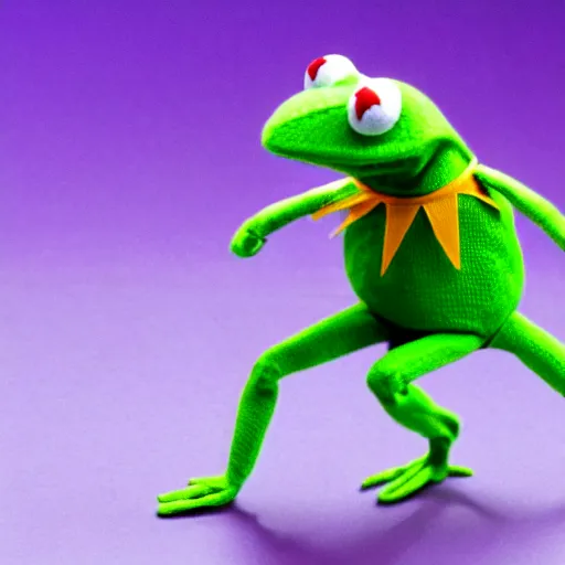 Prompt: kermit the frog doing super fast karate moves, detailed, mild motion blur