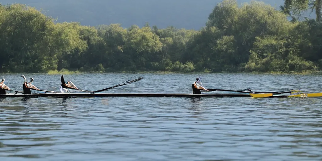 Image similar to rowing herons in a still from Vertigo