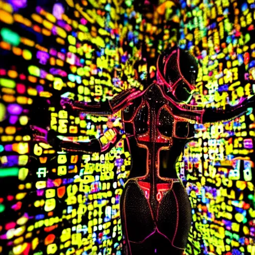 Prompt: love, diverse internal cybersuits, from behind, connection rituals, wide wide angle, vivid, elaborate, highly detailed, beautiful lighting