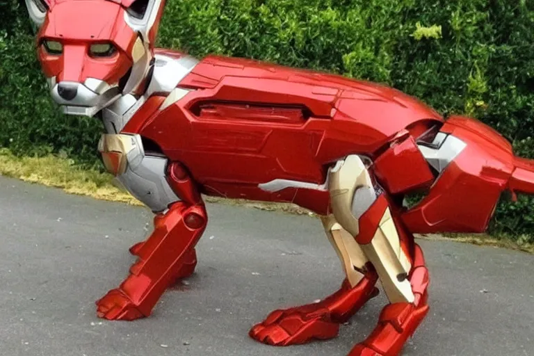 Image similar to Ironman as a quadrupedal fox 🦊