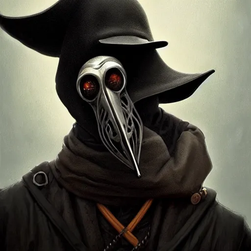 Image similar to portrait of a modern plague doctor,hyperdetailed,hyperrealistic,photorealistic,art by trevor henderson,greg rutkowski,artstation,deviantart,professional lighting,western comic style,sharp lineart,eerie,cg society