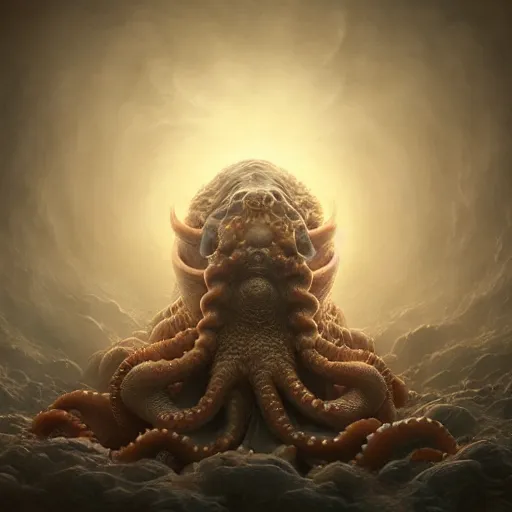 Prompt: by artgerm and agostino arrivabene, visually stunning, cinematic, ultra realistic, hyper realism, epic, octane render, unreal engine, vfx, maya, alien space knight, octopus and medieval knight chimera, fungal enchanter, murloc tinyfin, dread infernal, wee whelp, battle ram