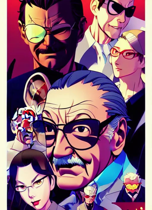 Image similar to stan lee, clean cel shaded vector art, shutterstock. by lois van baarle and artgerm helen huang and makoto shinkai and ilya kuvshinov and rossdraws and ilya kuvshinov, illustration