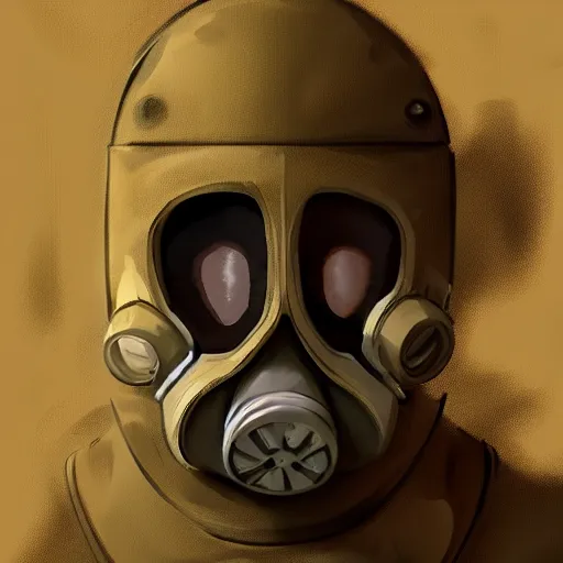 Image similar to concept art of gas mask by jama jurabaev, brush hard, artstation, cgsociety, high quality, brush stroke