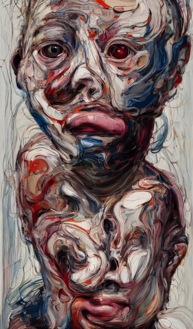 Image similar to there is ugliness in beauty, but there is beauty in ugliness. expressive sadness and fear. full body by jenny saville, scifi, neo - gothic, intricate, rich deep colors. part by james jean, part by adrian ghenie and gerhard richter.