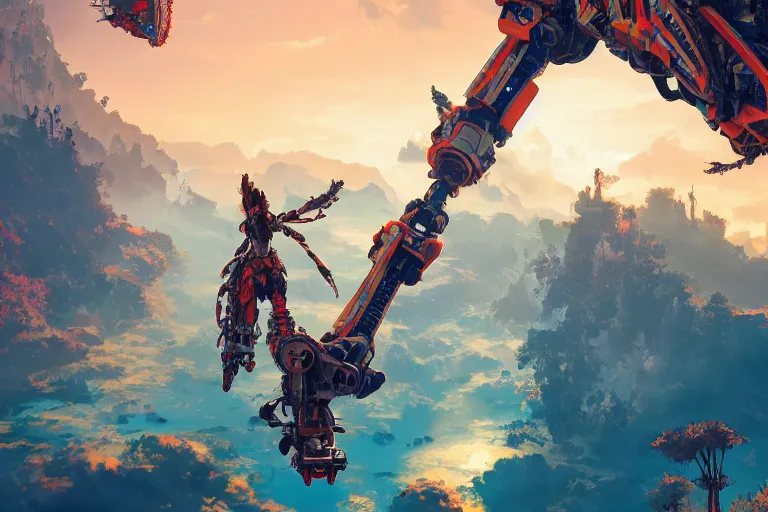 Image similar to sunwing machine mecanical creature robot of horizon forbidden west horizon zero dawn radiating a glowing aura global illumination ray tracing hdr fanart arstation by ian pesty and alena aenami artworks in 4 k