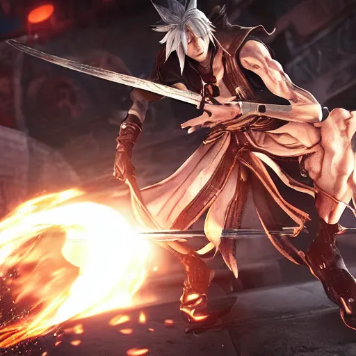 Prompt: Kain from final fantasy wielding a spear, unreal engine, 4k anime
