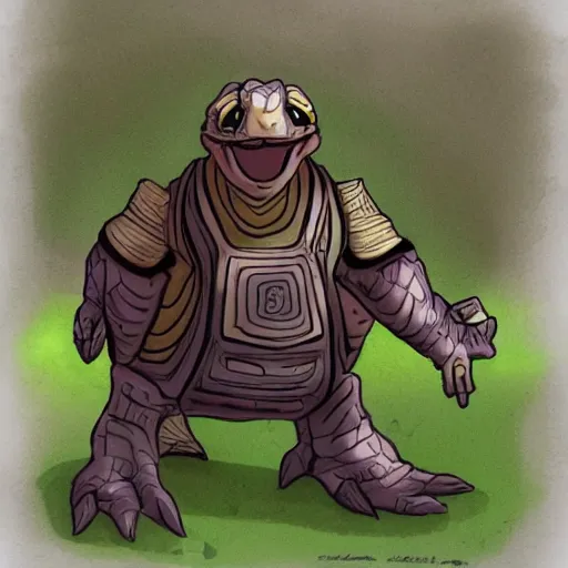 Prompt: humanoid tortoise in the style of Don Bluth