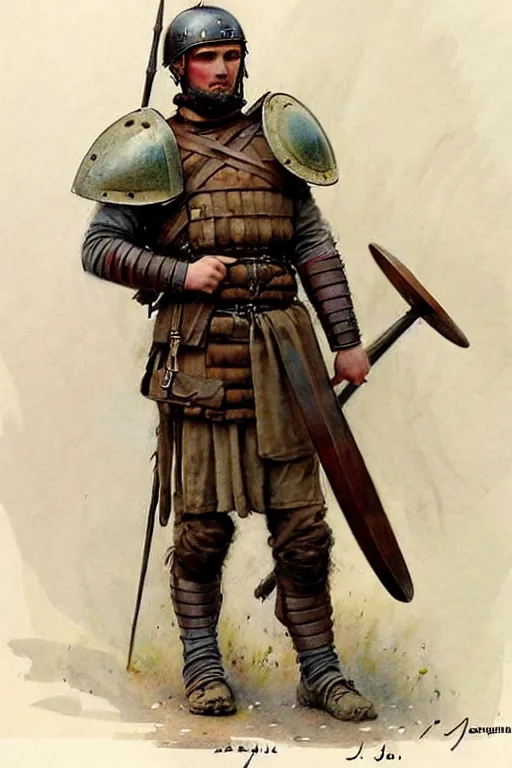 Image similar to (((((1950s roman legionary . muted colors.))))) by Jean-Baptiste Monge !!!!!!!!!!!!!!!!!!!!!!!!!!!