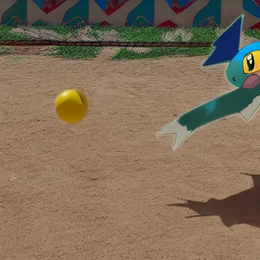 Image similar to a pokemon playing volleyball, hd, 4 k