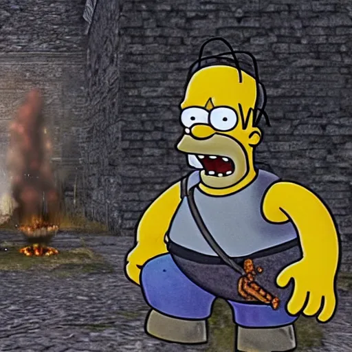 Image similar to homer simpson in darksouls 3