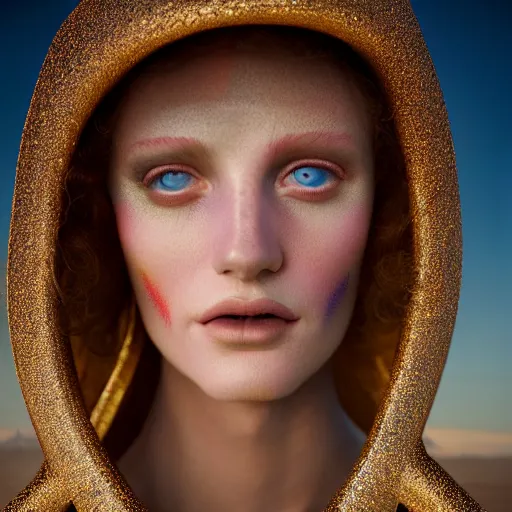 Image similar to photographic portrait of a stunningly beautiful renaissance female at burning man festival, contemporary fashion shoot, by edward robert hughes, annie leibovitz and steve mccurry, david lazar, jimmy nelsson, breathtaking, 8 k resolution, extremely detailed, beautiful, establishing shot, artistic, hyperrealistic, beautiful face, octane render