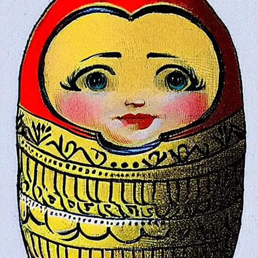 Image similar to matryoshka doll drawn by john tenniel