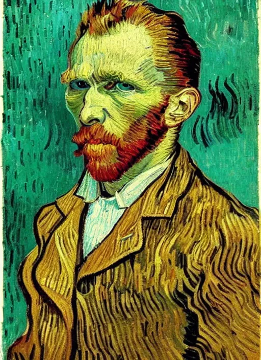 Image similar to a ultra detailed photo portrait of Vincent van Gogh with 3 ears, style Annie Leibovitz