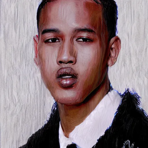 Prompt: thaiboy digital presidential portrait, realistic painting