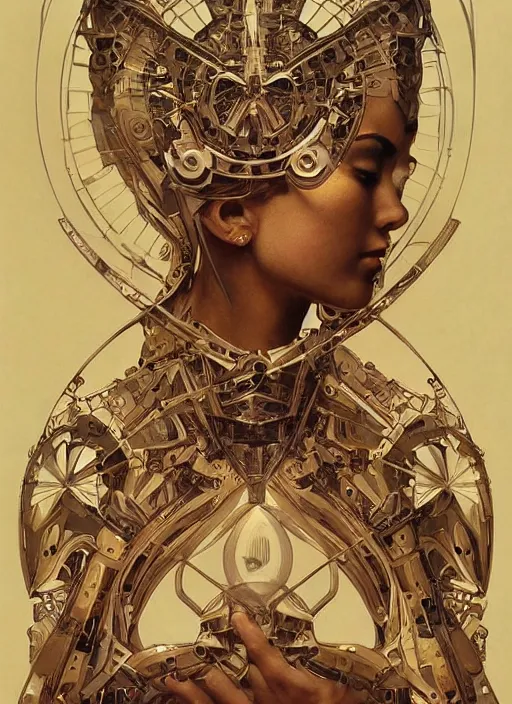 Image similar to mechanical humanoid, masterpiece, intricate, elegant, highly detailed, digital painting, artstation, concept art, smooth, sharp focus, illustration, art by artgerm and greg rutkowski and alphonse mucha and uang guangjian and gil elvgren and sachin teng, symmetry!!, symmetrical, symmetry, mirrored!!!!!