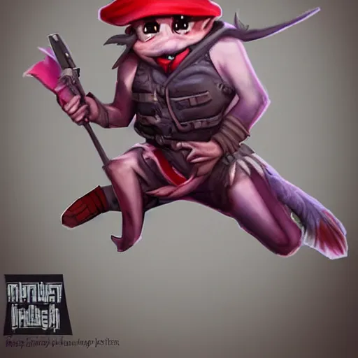 Image similar to shortstack video game character, impish