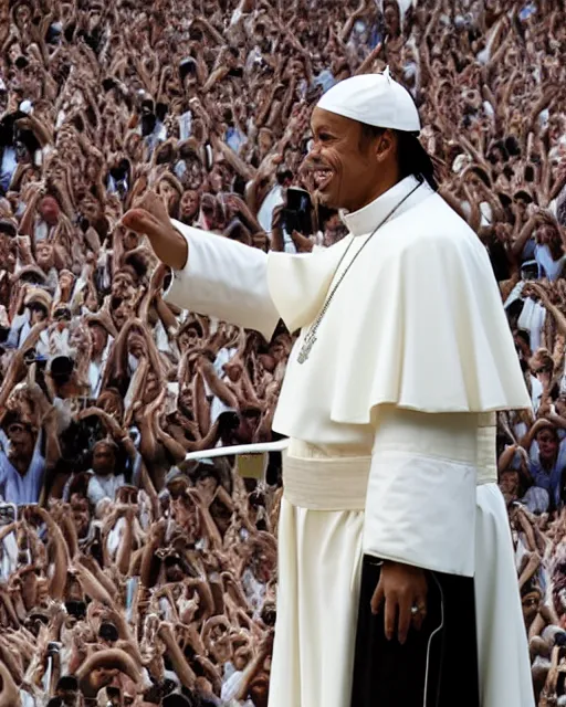 Image similar to ronaldinho as the pope, professional photograph, 4 k