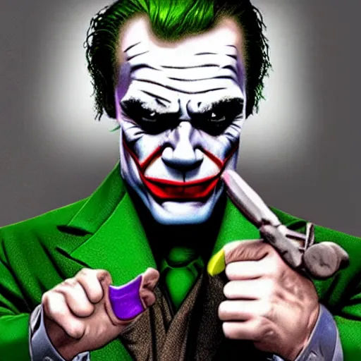 Image similar to Arnold Schwarzenegger as The Joker