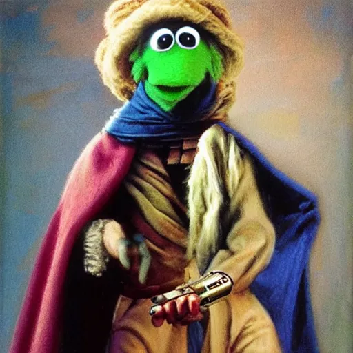 Image similar to gonzo the muppet dressed as a jedi master in the style of odd nerdrum