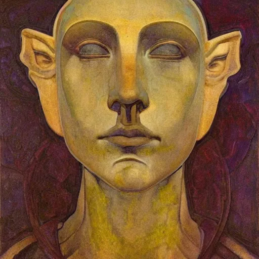 Prompt: head of a beautiful boy wearing a mask made of metal flowers, by annie swynnerton and nicholas roerich and jean delville and john watkiss, art deco shaman, stylized geometric flowers, art brut, symbolist, dramatic lighting, god rays, iridescent beetles, clean crisp graphics, smooth sharp focus, extremely detailed, adolf wolfli