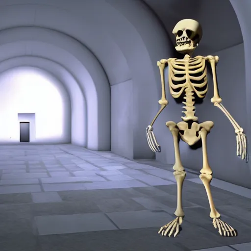 Image similar to A skeleton in the game Super Mario 64, unreal engine, highly detailed, 8k