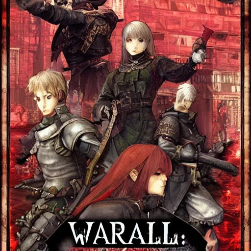 Prompt: Warkly 2, medieval fantasy game poster printed on playstation 2 video game box , Artwork by Akihiko Yoshida, cinematic composition